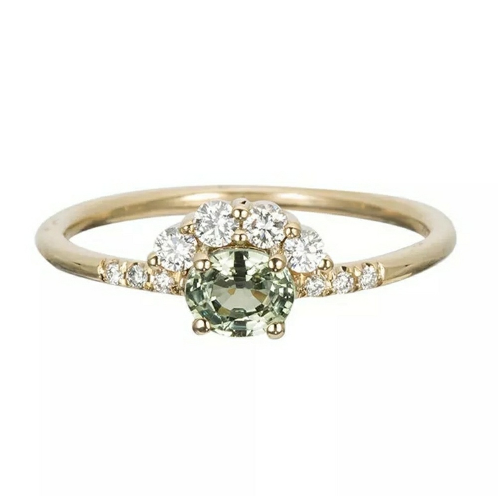 🆕 adorable gold ring with green cz